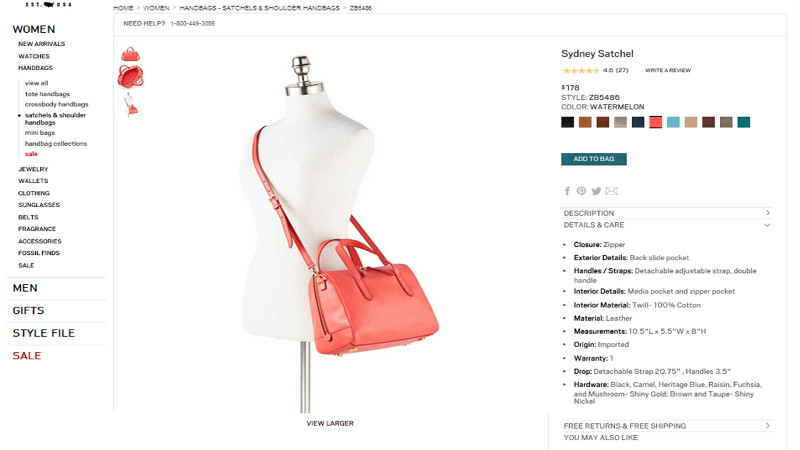  Customer reviews: Fossil Sydney Satchel Bag, Claret Red, One  Size