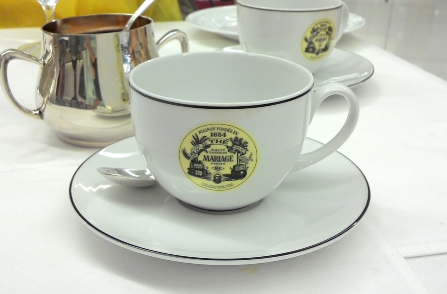 Porcelain teacup & saucer. French Mariage Freres Earl Grey